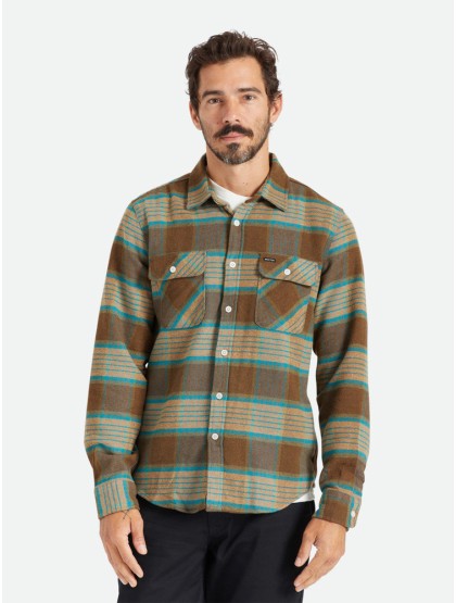 BRIXTON Bowery Flannel Shirt [Mojave / Heather Grey]