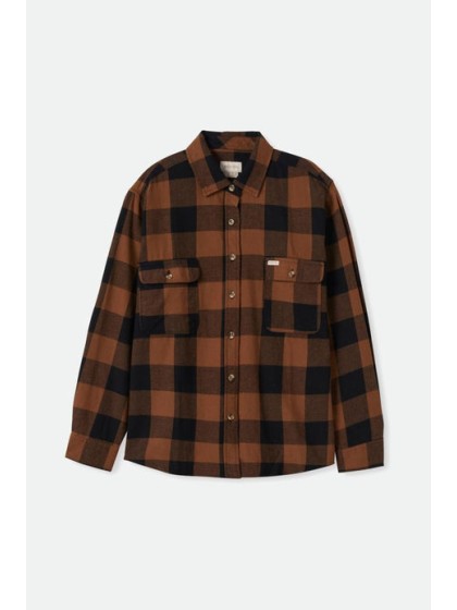 BRIXTON Bowery Boyfriend Flannel Shirt [Bison /Black]