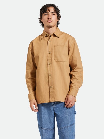 BRIXTON Selden Overshirt - Tobacco Brown Worn Wash