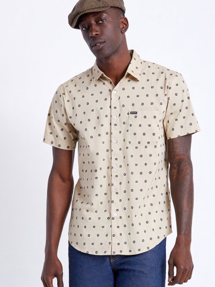 BRIXTON Charter Print Short Sleeve Shirt [Off White /Charcoal]