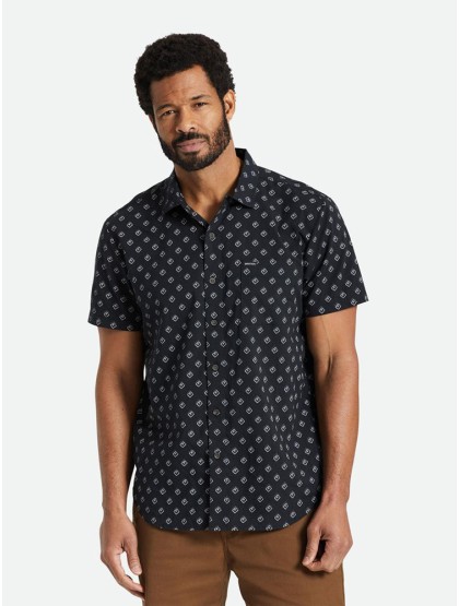 BRIXTON Charter Print Short Sleeve Shirt [Black /Off White Geo]