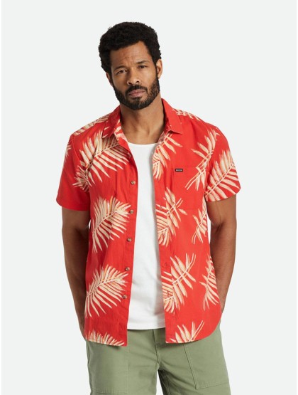 BRIXTON Charter Print Short Sleeve Shirt [Aloha Red /Palm Leaf]