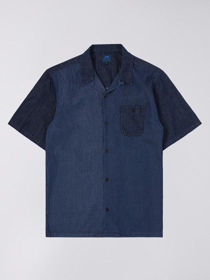 EDWIN Resort Short Sleeve Shirt [Blue Patchwork]