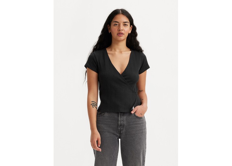 LEVI'S® Dry Goods Pointelle Wrap Tee - Caviar