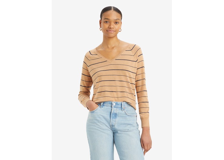 LEVI'S® Petal V-Neck Sweater - Olympic Strip Tan