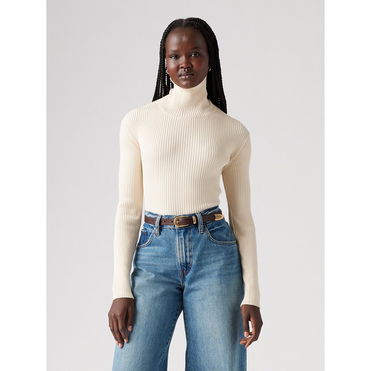 LEVI S Tulip Turtleneck Top White Swan