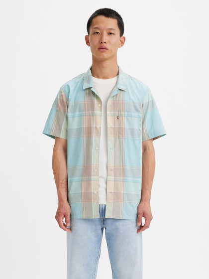 LEVI'S® The Sunset Camp Shirt - Martin Plaid Pastel Turquoise 