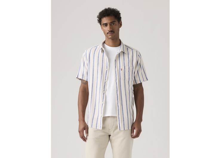 LEVI'S® Sunset Standard Fit Short Sleeve Shirt - Gio Stripe cement