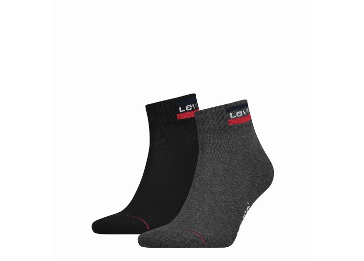 LEVI'S® Sportswear Logo Unisex Mid Cut Socks 2 pack -Mid Grey /Black