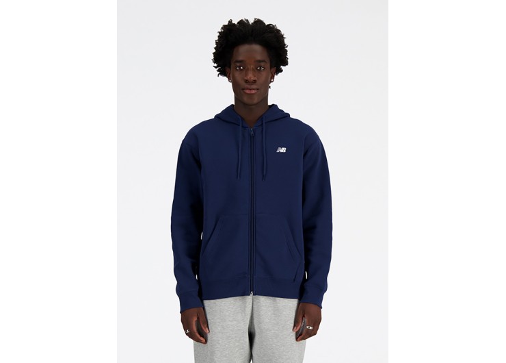 NEW BALANCE Stacked Logo French Terry Full Zip Hoodie - Navy 