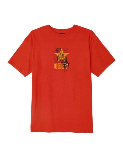 OBEY With Caution Basic T-Shirt [Red]