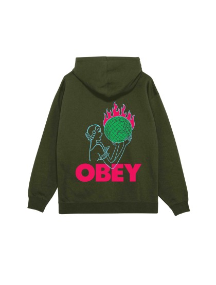 OBEY World In Flames Premium Fleece - Deep Lichen Green