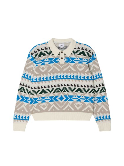 OBEY Geo Polo Sweater - Whisper White Multi