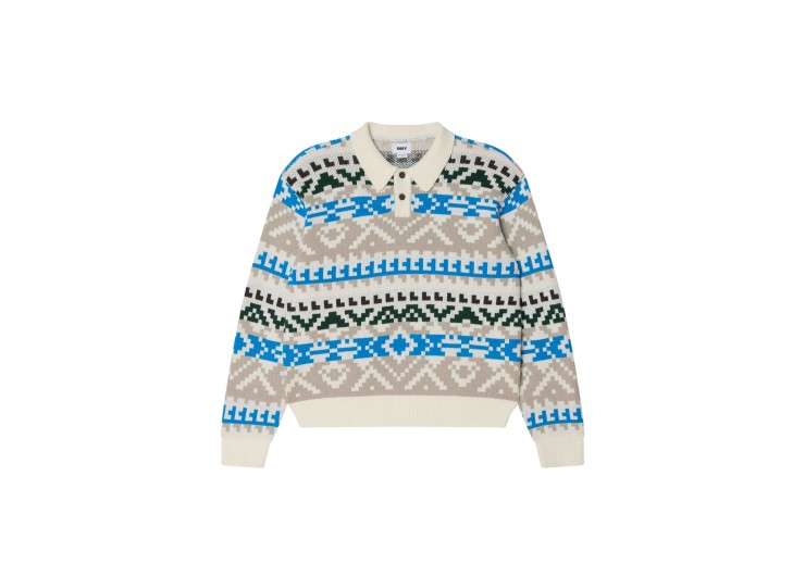 OBEY Geo Polo Sweater - Whisper White Multi