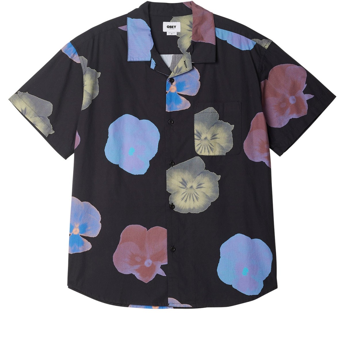 トップス Layering Short Sleeve Shirt OBEY Biscuits Woven Short Sleeve Shirt [Black Multi]