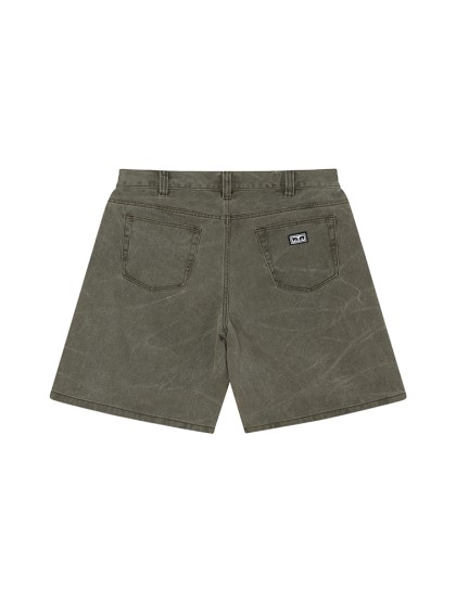 OBEY Bigwig Baggy Denim Short - Black Olive Wrinkle Wash