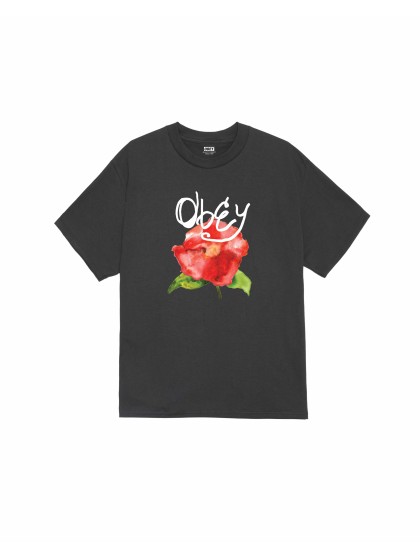 OBEY Watercolor Poppy Classic T-Shirt - Vintage Black
