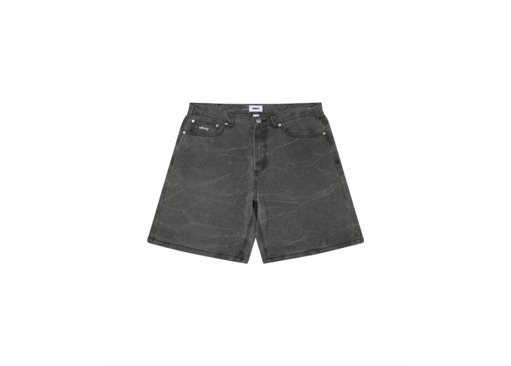 OBEY Bigwig Baggy Denim Short - Black Wrinkle Wash