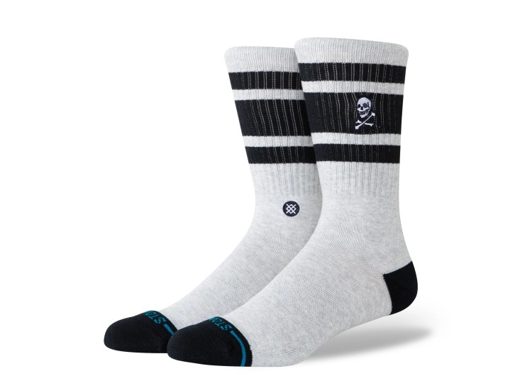 STANCE Boyd Skull Crew Socks - Heather Grey
