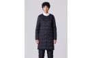 TAION Womens Crew Neck Button Down Long Jacket - Black
