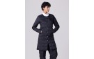 TAION Womens Crew Neck Button Down Long Jacket - Black