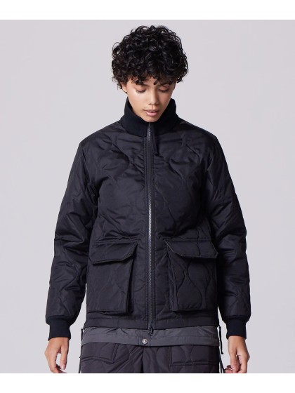 TAION Military Ribbed High Neck W-Zip Down Jacket - Dark Chocolate