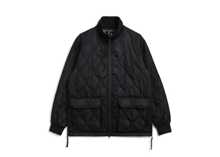TAION Military Ribbed High Neck W-Zip Down Jacket - Black