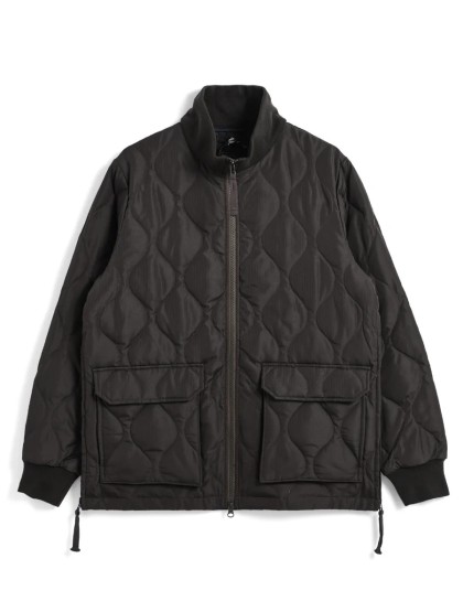 TAION Military Ribbed High Neck W-Zip Down Jacket - Dark Chocolate