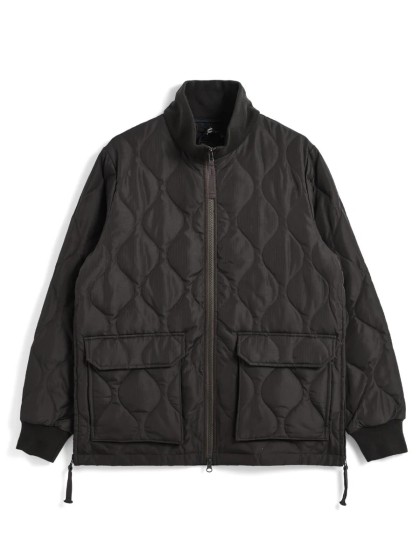 TAION Military Ribbed High Neck W-Zip Down Jacket - Dark Chocolate