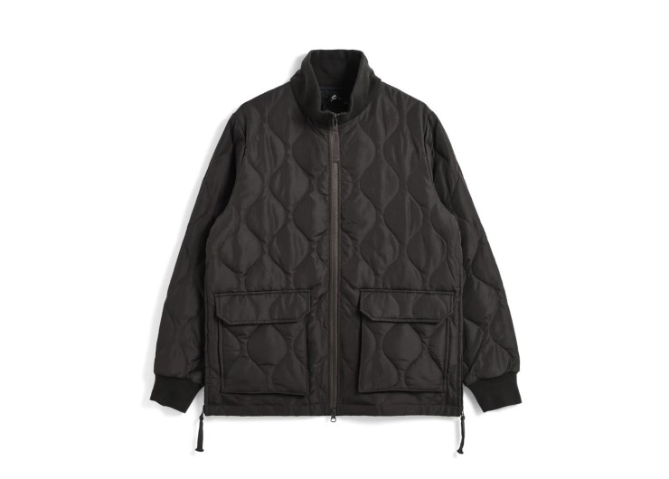 TAION Military Ribbed High Neck W-Zip Down Jacket - Dark Chocolate