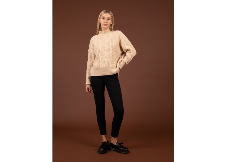 WEMOTO Lotty Cotton - Turtle Neck Knit Sweater [Sand]