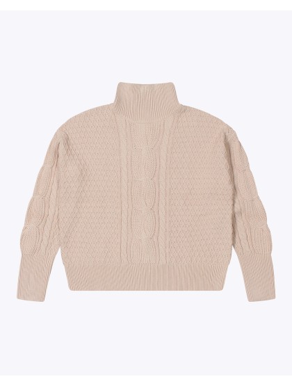 WEMOTO Lotty Cotton - Turtle Neck Knit Sweater [Sand]