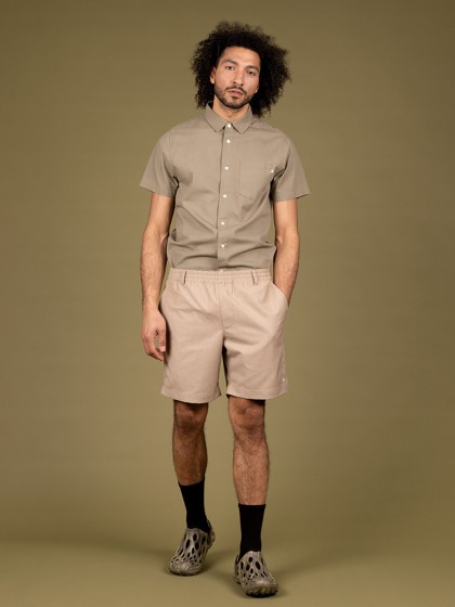 WEMOTO Fork Linen Short Sleeve Shirt [Olive]